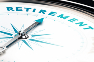 A compass arrow points towards the word "Retirement."