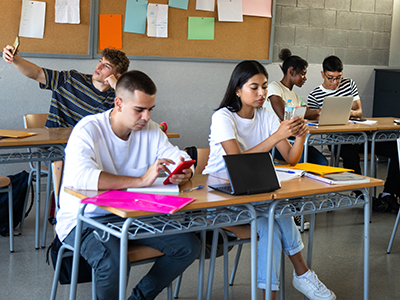 Students using phones in class