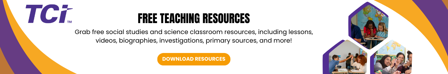 Grab free social studies and science classroom resources, including lessons, videos, biographies, investigations, primary sources, and more!
