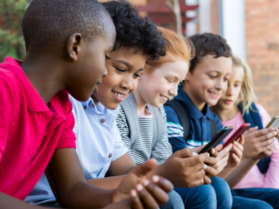 Children using smart phones