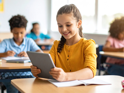 Student using a tablet