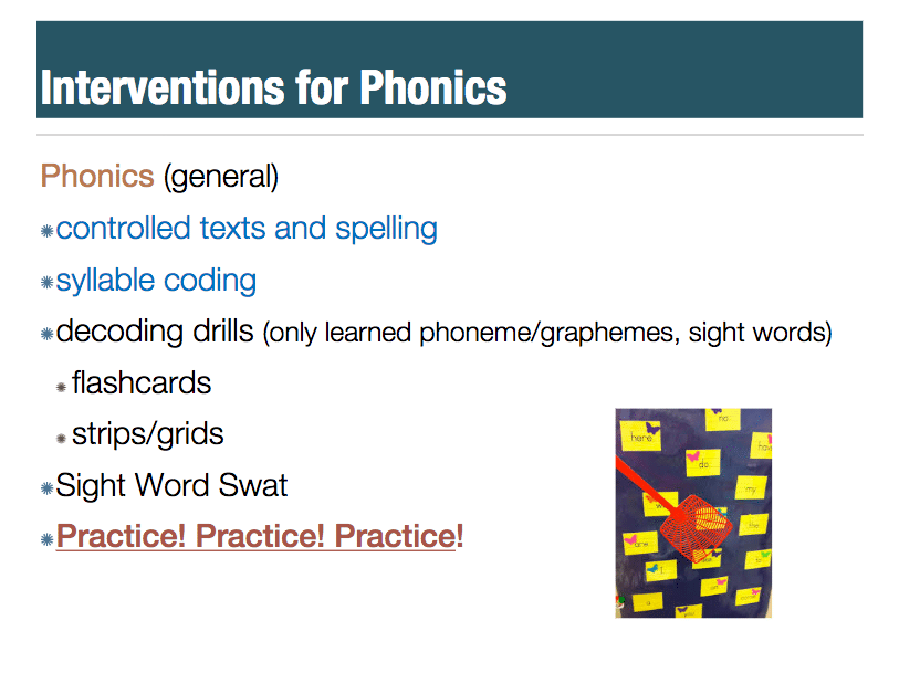 Interventions for phonics