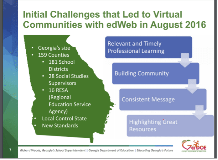 Initial challenges that led to virtual communities with edWeb in August 2016