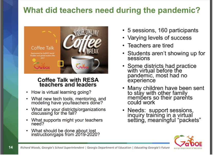 Coffee Talks with RESA teachers and leaders during the pandemic