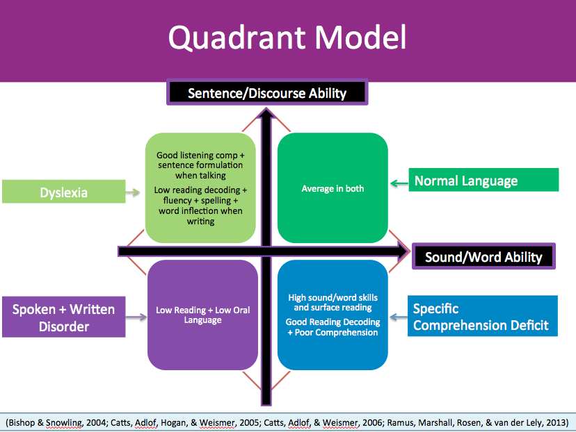 Quadrant model for literacy problems