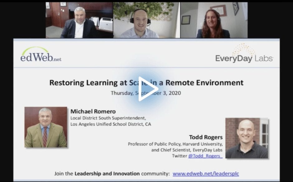 Restoring Learning at Scale in a Remote Environment edWebinar recording link