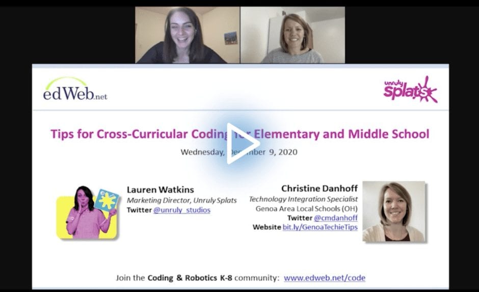 Tips for Cross-Curricular Coding for Elementary and Middle School edWebinar recording link