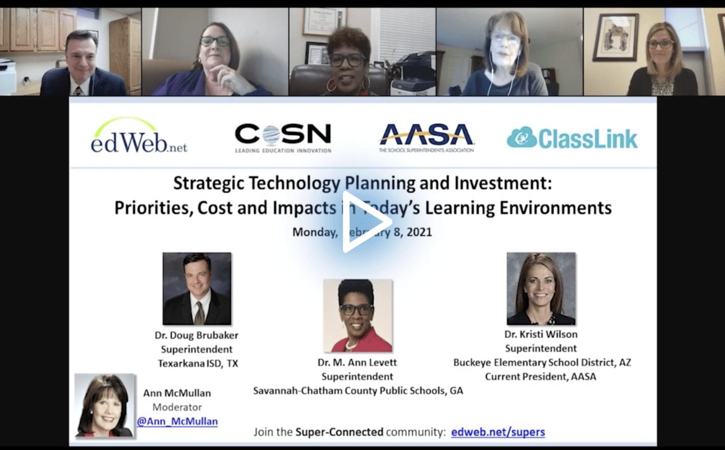 Strategic Technology Planning and Investment: Priorities, Cost and Impacts in Today’s Learning Environments edWebinar recording link