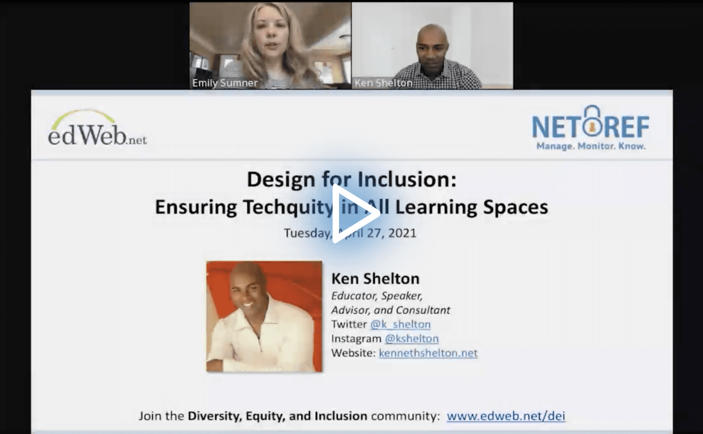 Design for Inclusion: Ensuring Techquity in All Learning Spaces edLeader Panel recording link