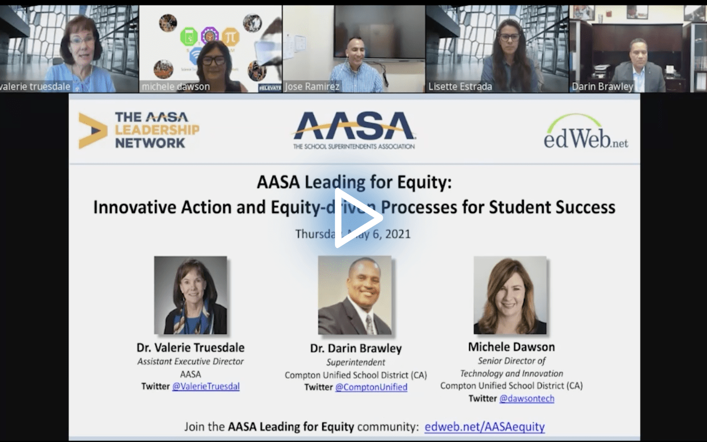 AASA Leading for Equity: Innovative Action and Equity-Driven Processes for Student Success edWebinar recording link