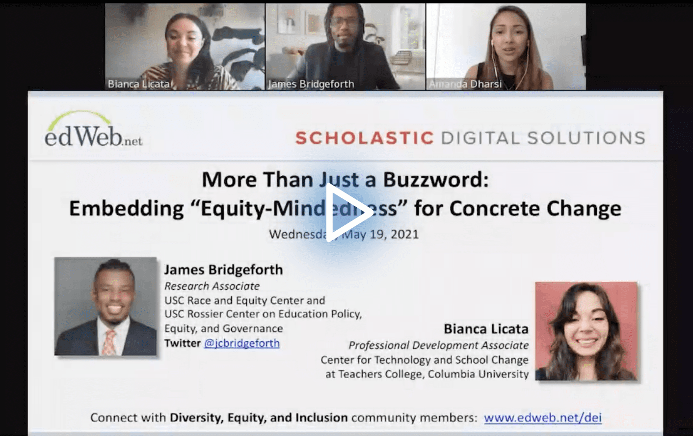 More Than Just a Buzzword: Embedding “Equity-Mindedness” for Concrete Change edWebinar recording link