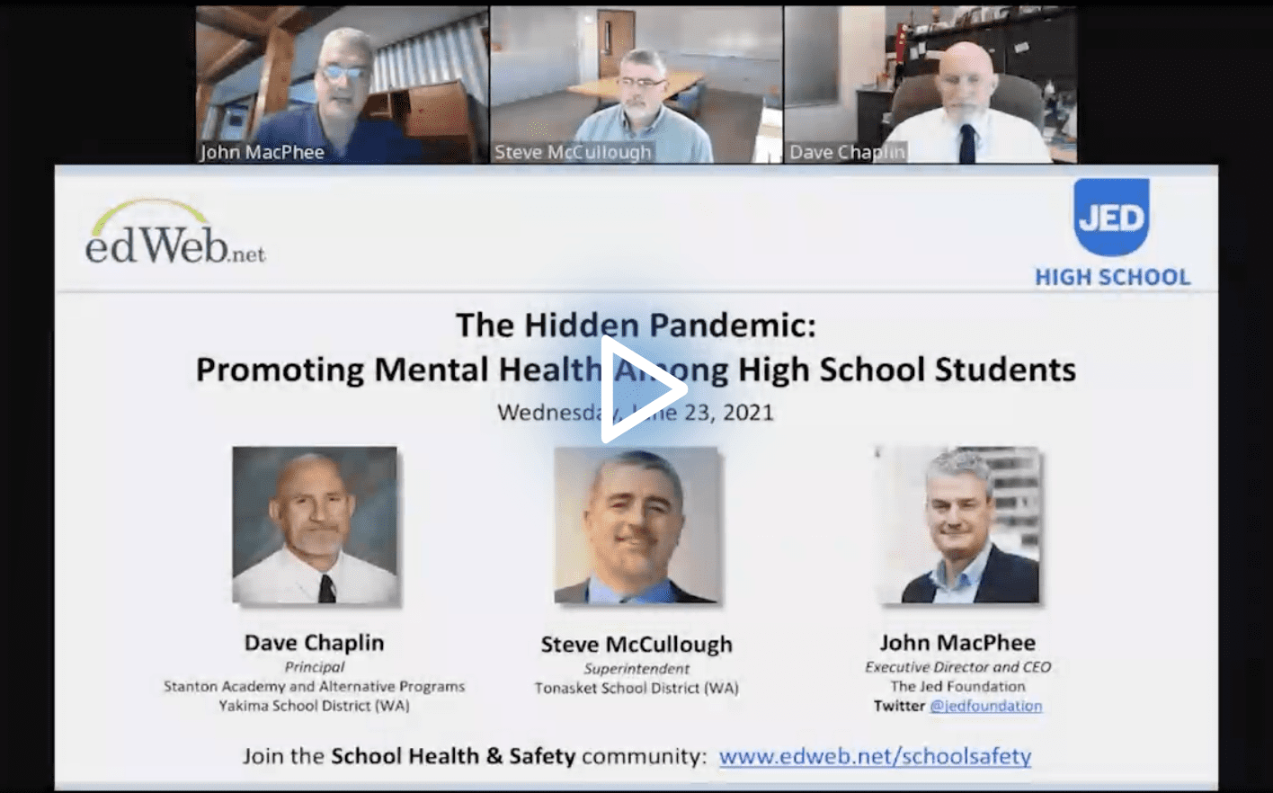 The Hidden Pandemic: Promoting Mental Health Among High School Students edLeader Panel recording link