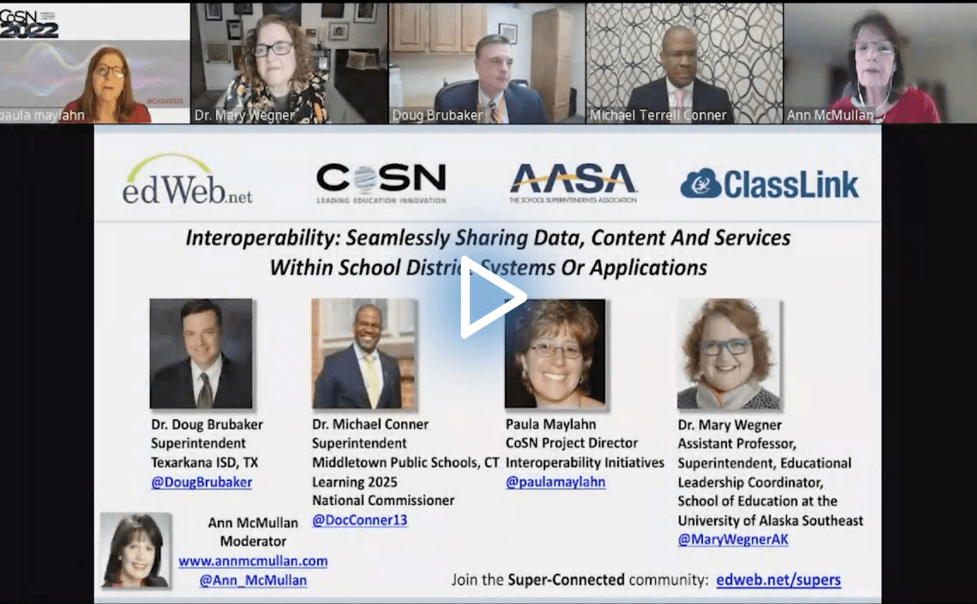 Interoperability: Seamlessly Sharing Data, Content, and Services Within School District Systems or Applications edWebinar recording link