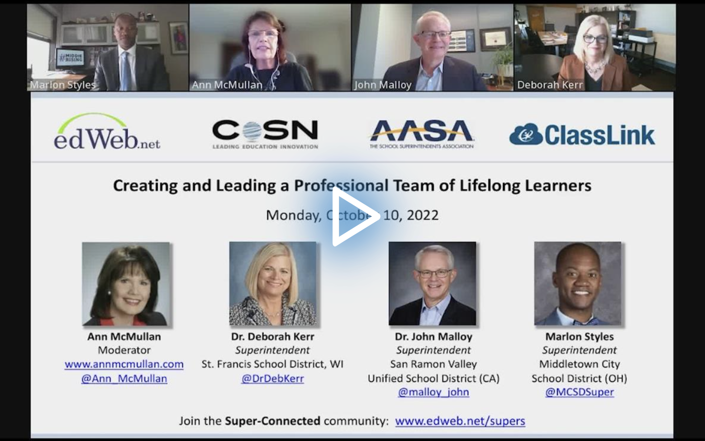 Creating and Leading a Professional Team of Lifelong Learners edLeader Panel recording screenshot