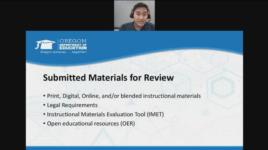 submitted instructional materials in Oregon