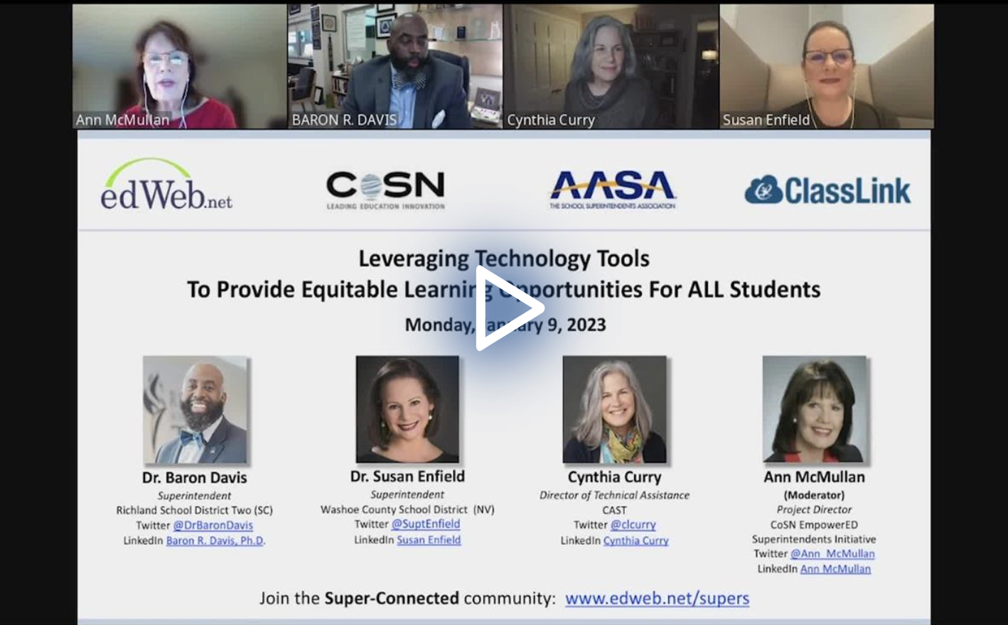 Leveraging Technology Tools to Provide Equitable Learning Opportunities for ALL Students edLeader Panel recording link