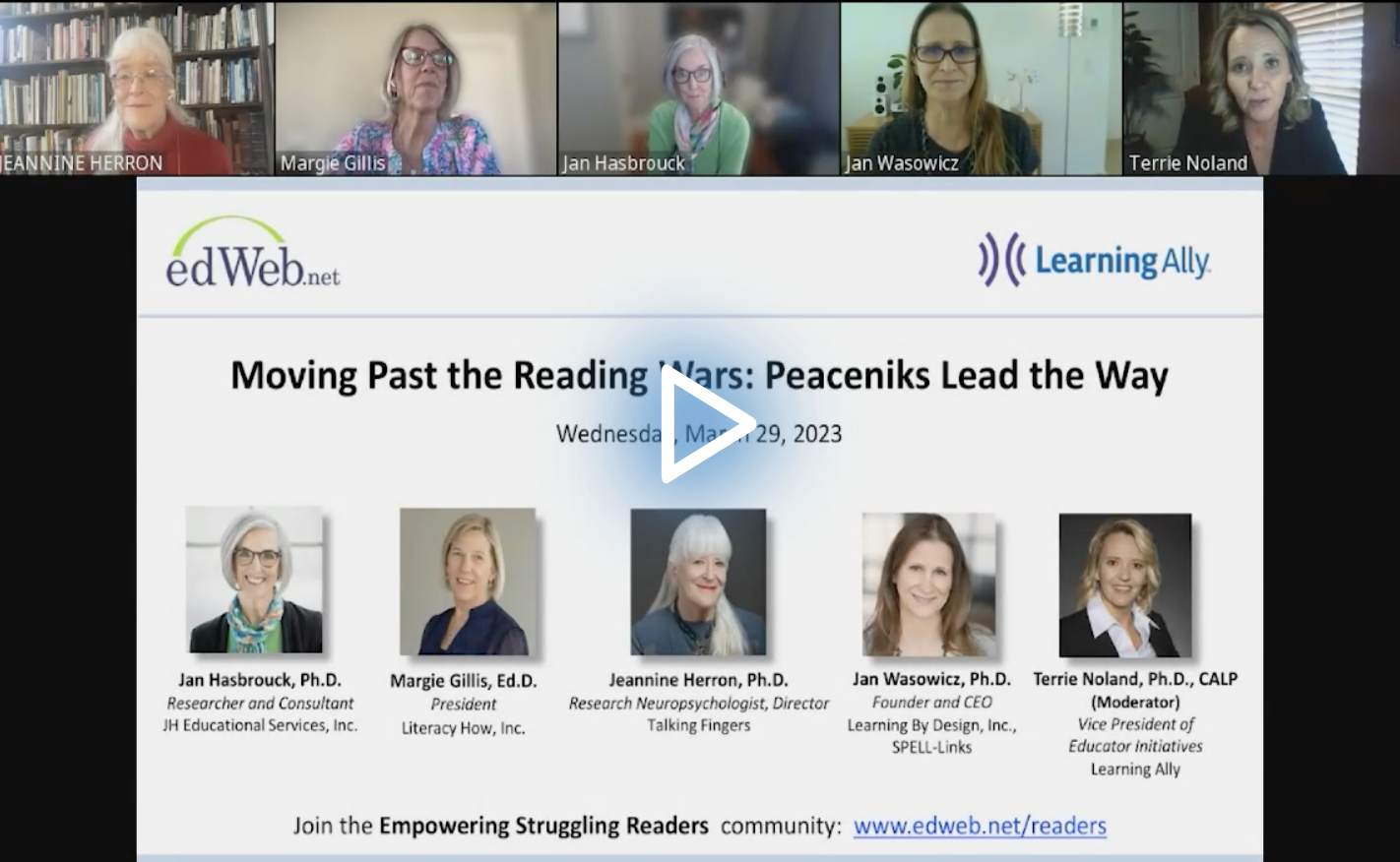 Moving Past the Reading Wars: Peaceniks Lead the Way edLeader Panel recording screenshot