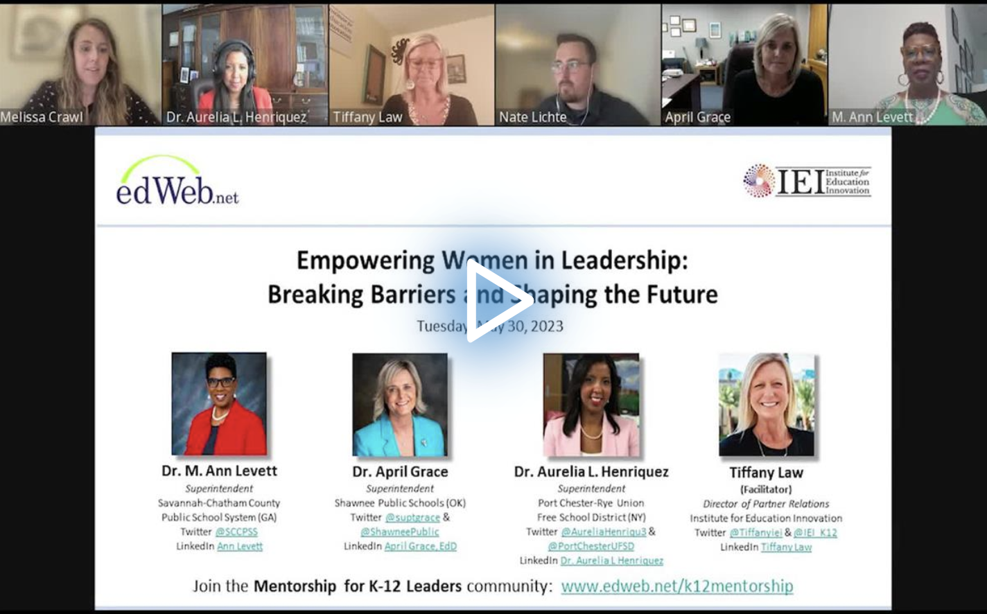 Empowering Women in Leadership: Breaking Barriers and Shaping the Future edLeader Panel recording screenshot 