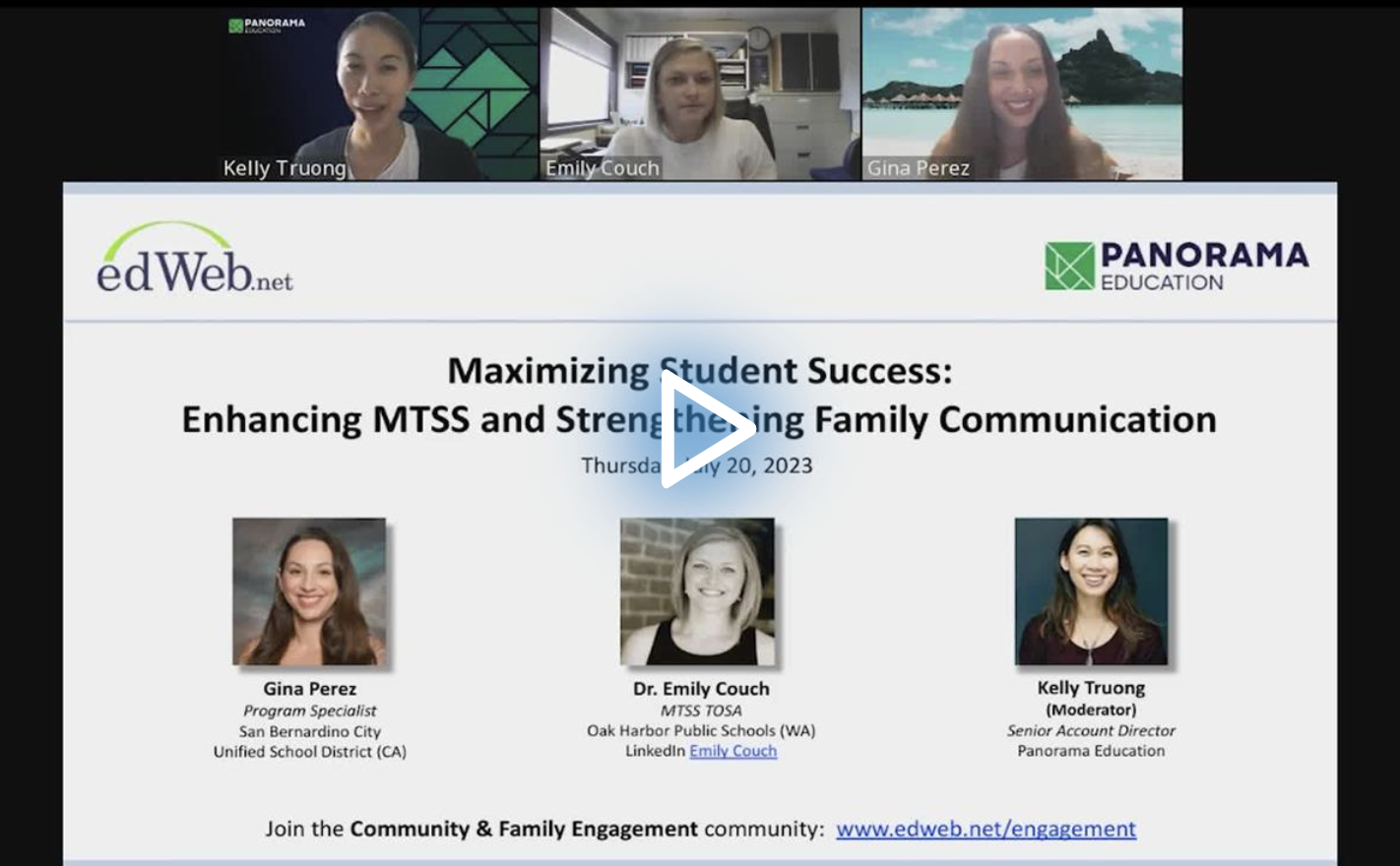 Maximizing Student Success: Enhancing MTSS and Strengthening Family Communication edLeader Panel recording screenshot